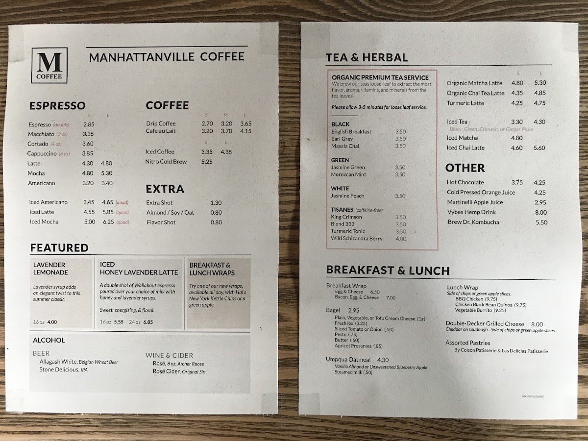 Menu Manhattanville Coffee-4