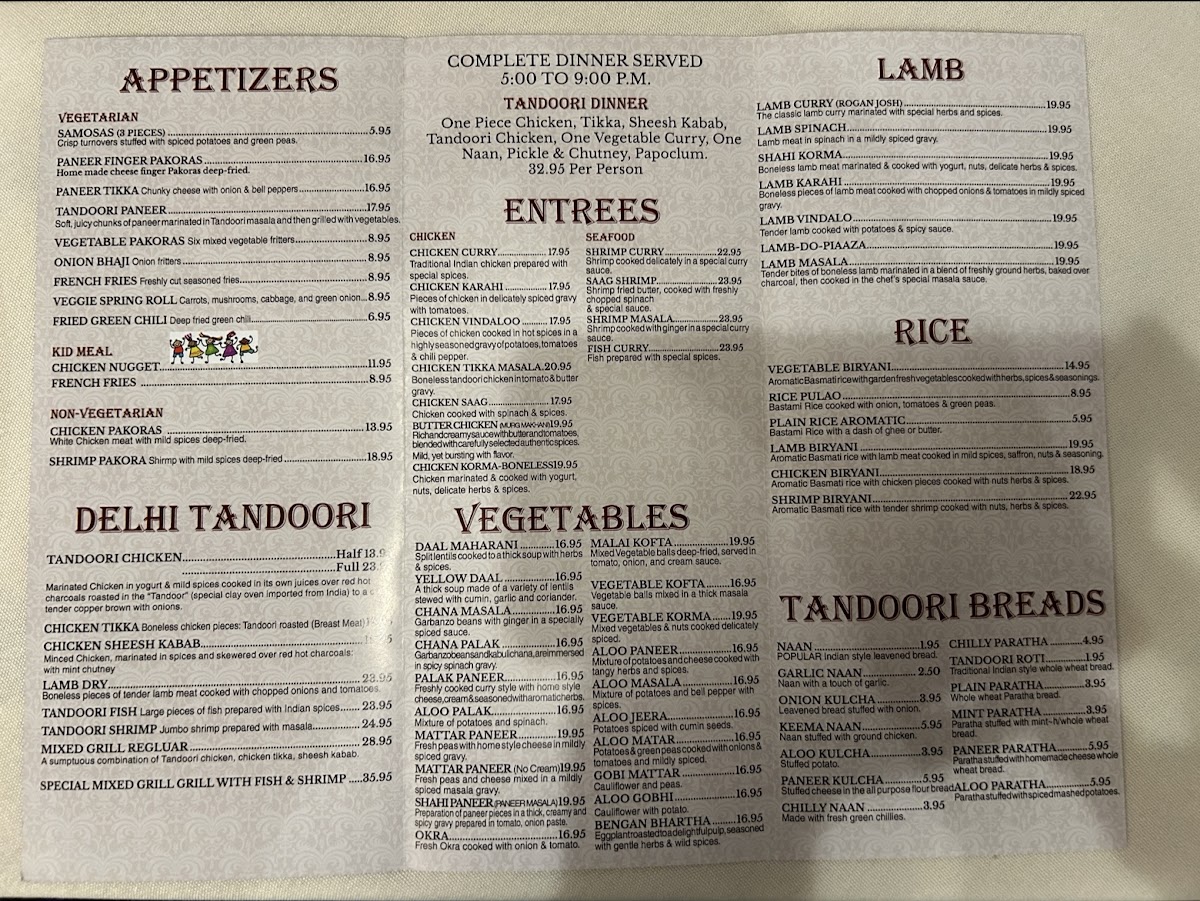 Menu Manohar’S Delhi Palace-1