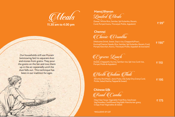 Menu Manoj Bhavan Mamandur-8