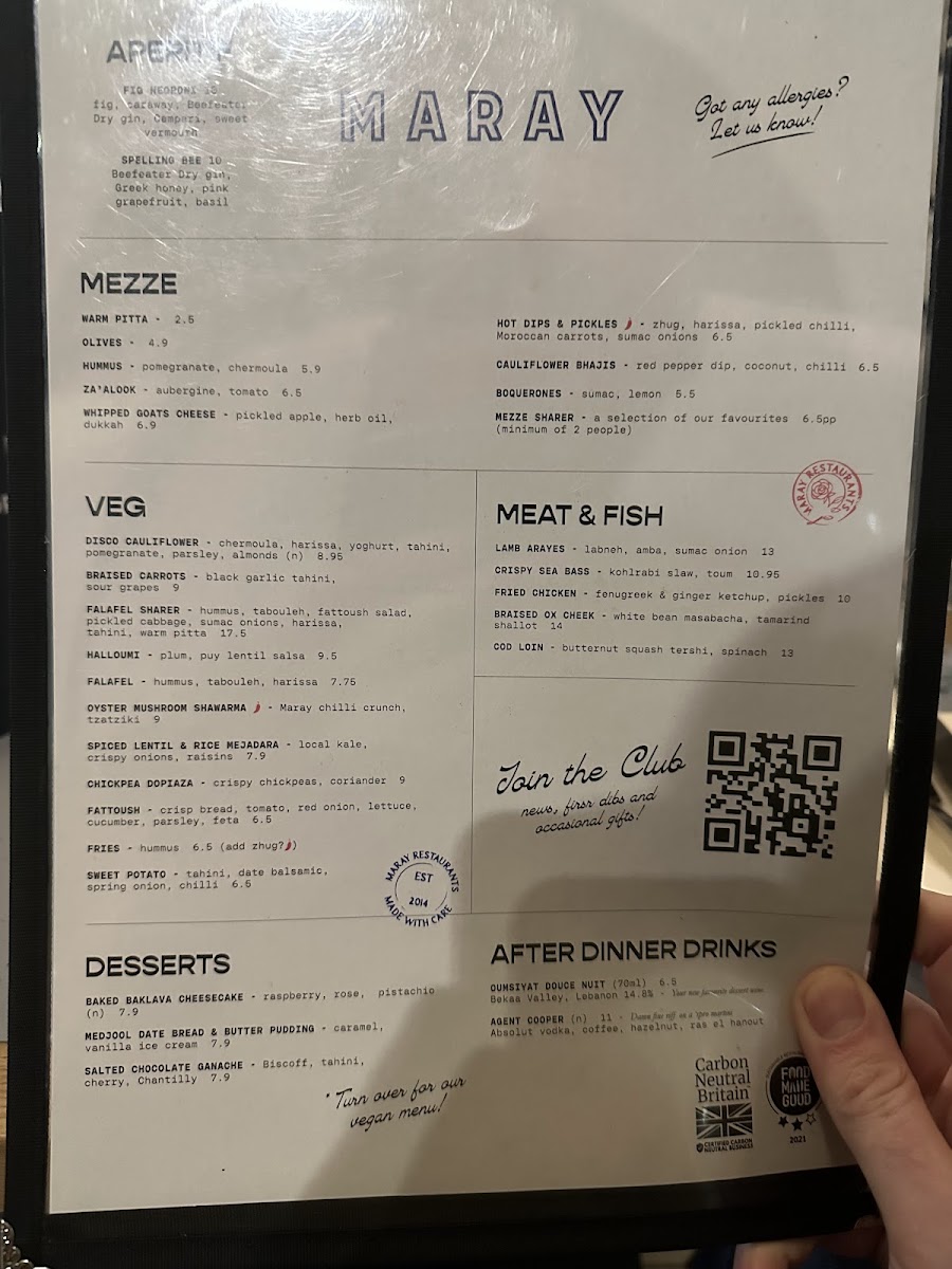 Menu Maray Manchester-7