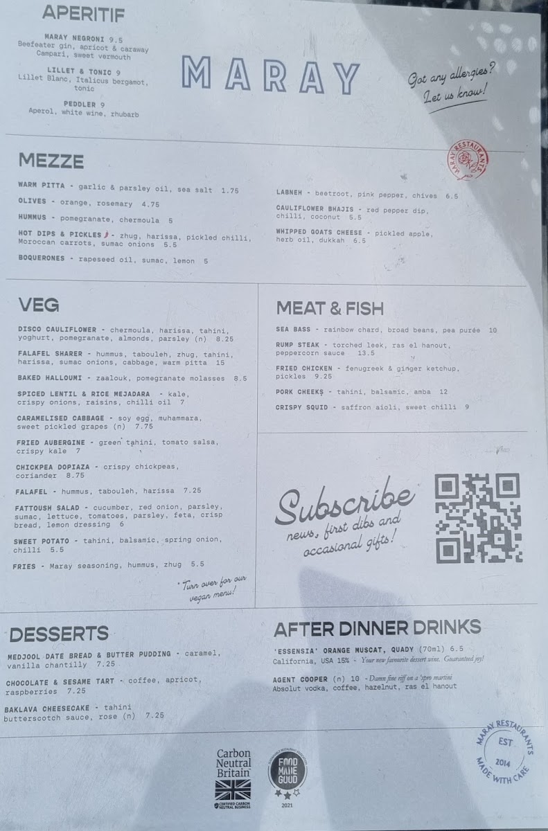 Menu Maray Manchester-9