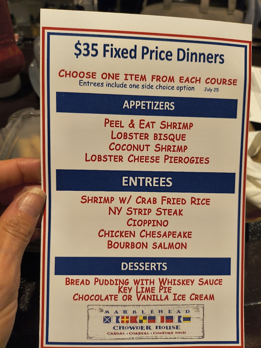 Menu Marblehead Chowder House-1