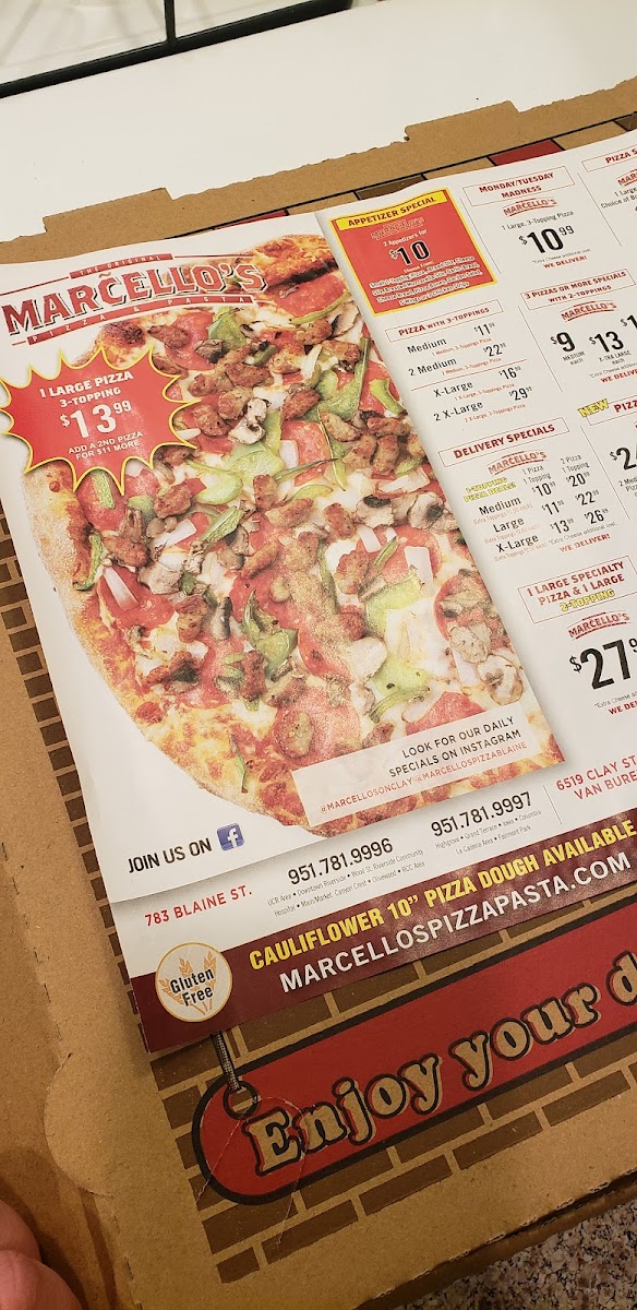 Menu Marcello's Pizza & Pasta-1