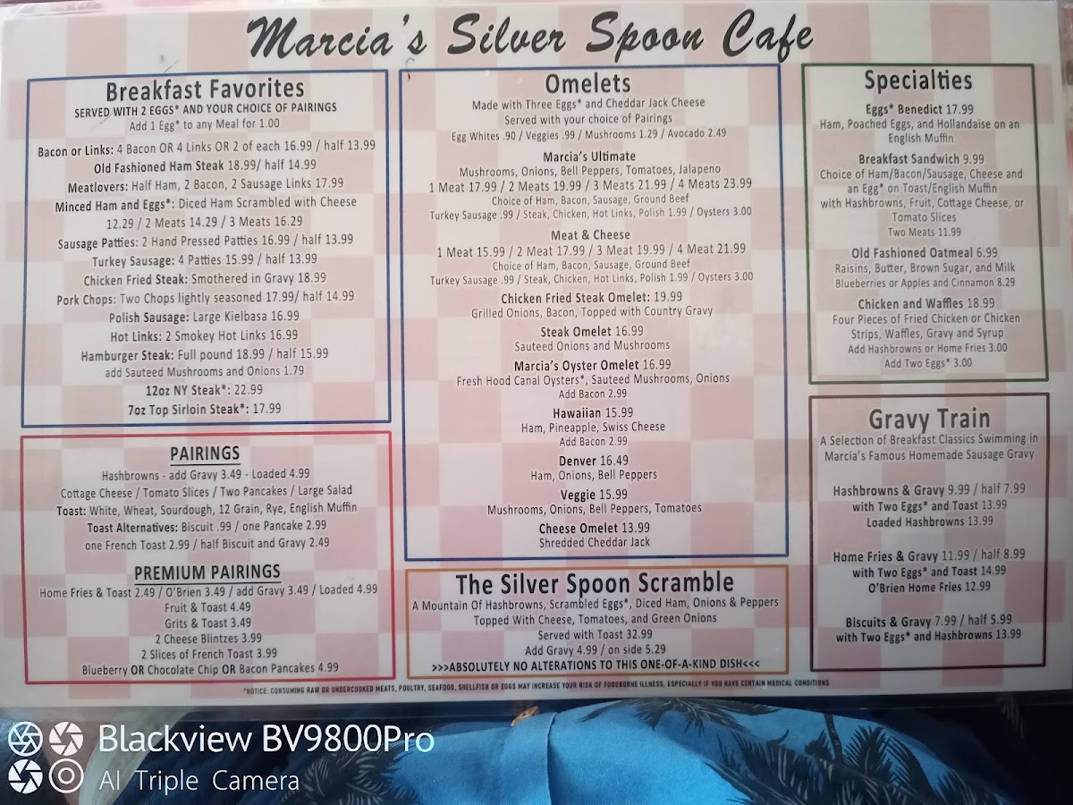 Menu Marcia's Silver Spoon Cafe-7