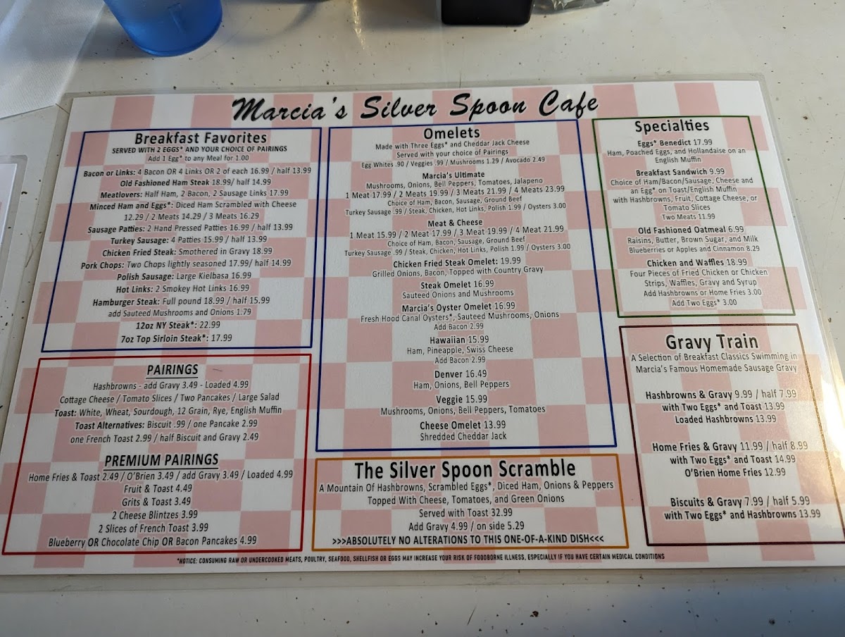 Menu Marcia's Silver Spoon Cafe-9