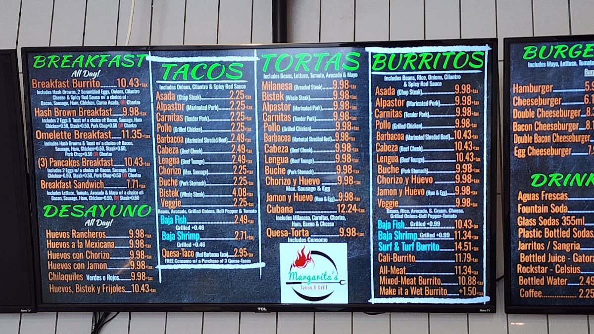 Menu Margarita's Tacos & Grill-1