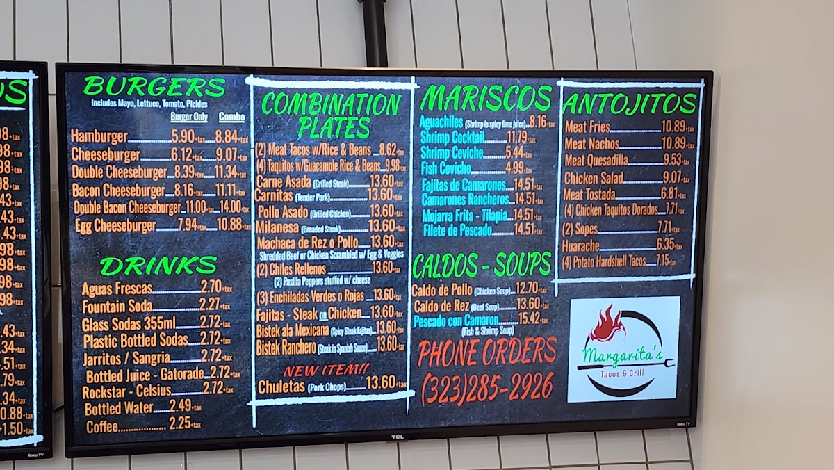 Menu Margarita's Tacos & Grill-2