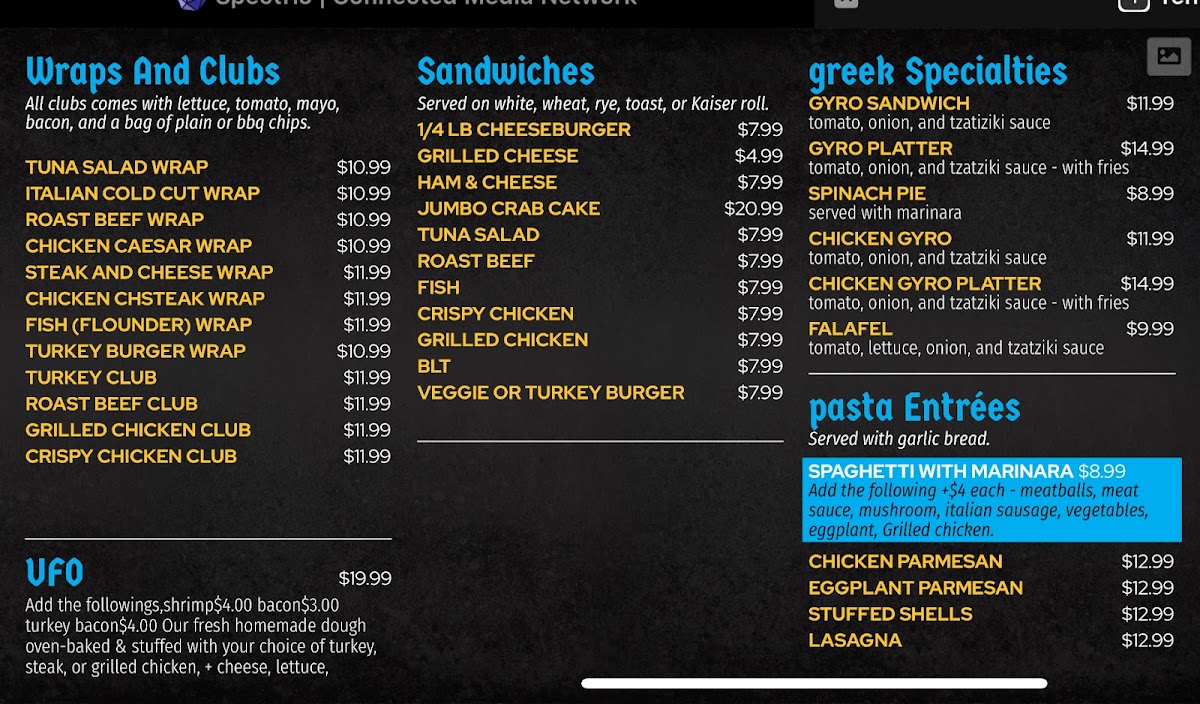 Menu Maria D's, Light St.-2