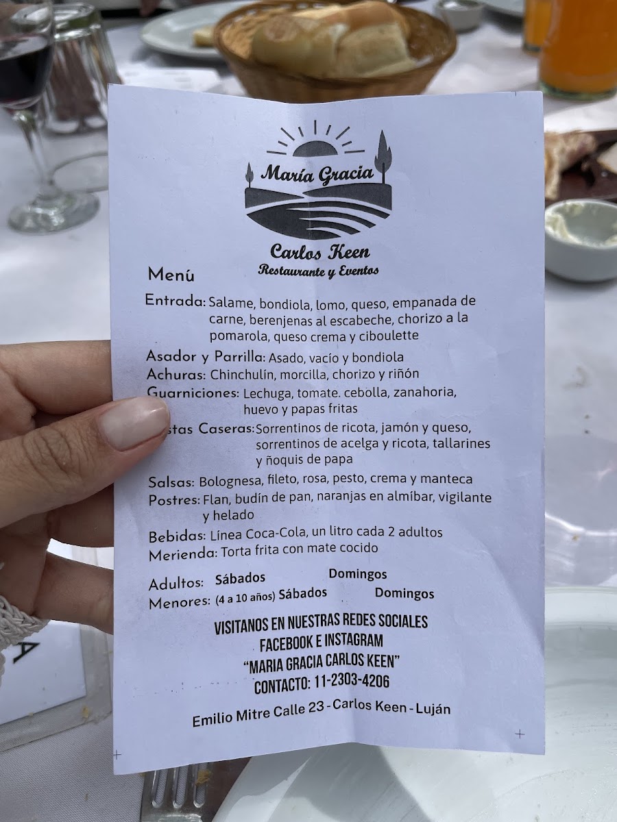 Menu Maria Gracia Carlos Keen, Restaurante Y Eventos-1
