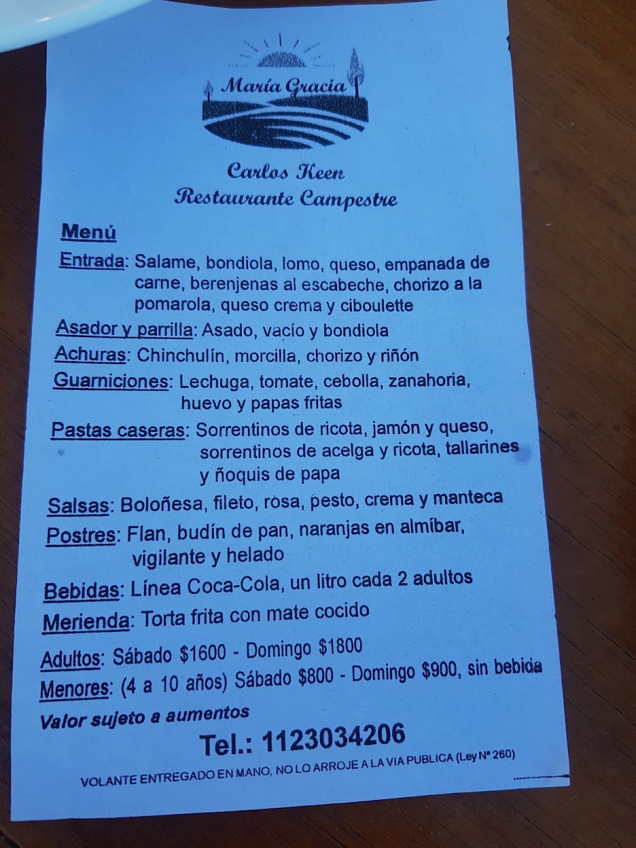 Menu Maria Gracia Carlos Keen, Restaurante Y Eventos-4