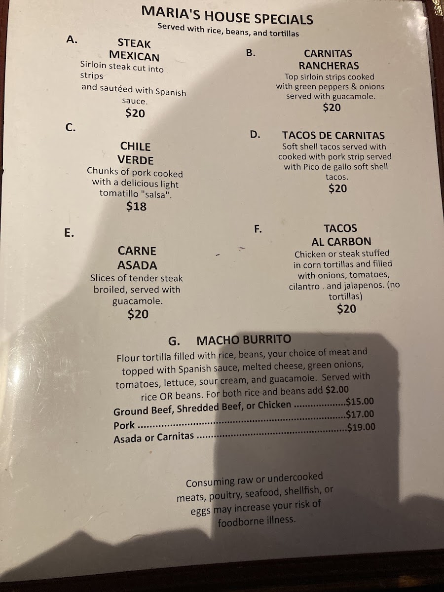 Menu Maria's Mexican Restaurant-6