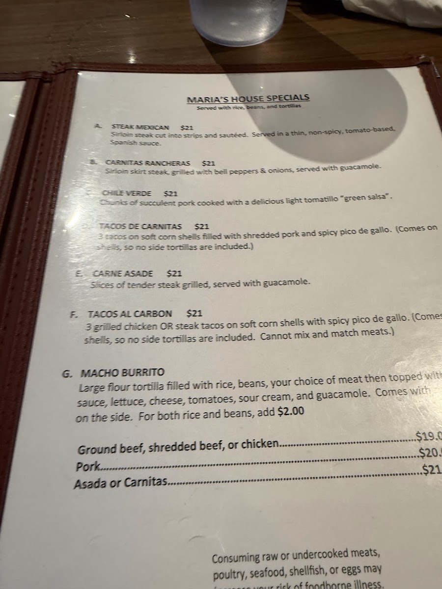 Menu Maria's Mexican Restaurant-8