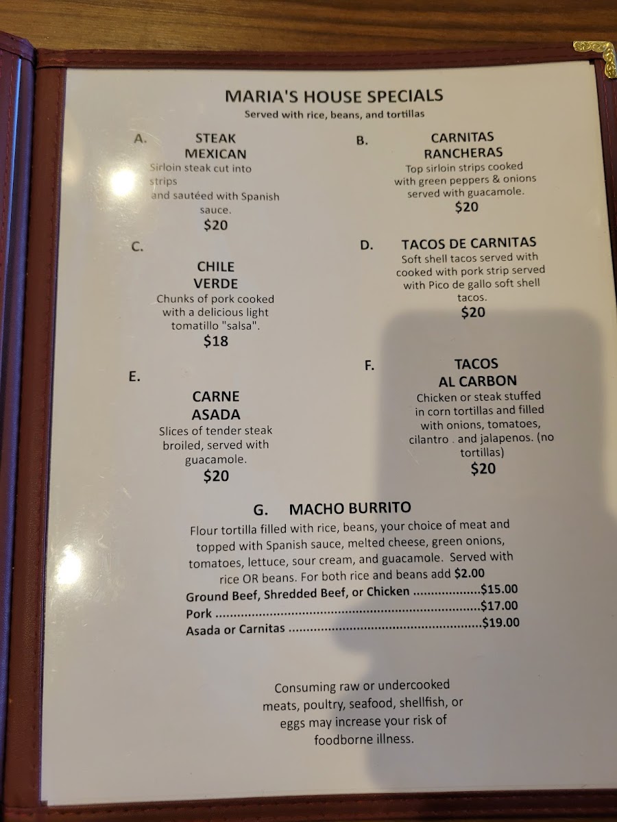 Menu Maria's Mexican Restaurant-9