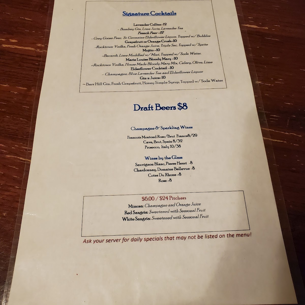 Menu Marie Louise Bistro-10