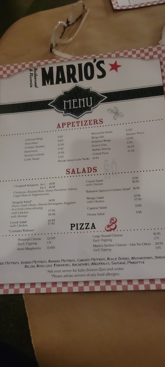 Menu Mario's Restaurant And Pizzeria-4