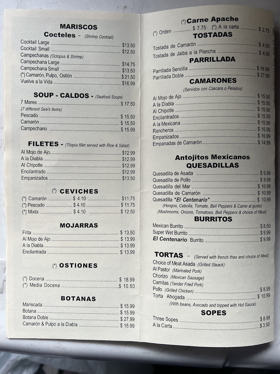 Menu Mariscos El Centenario-7