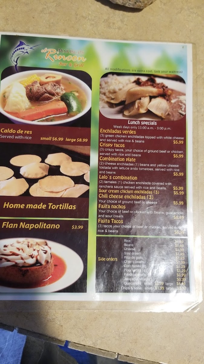 Menu Mariscos El Rincon Bar & Grill-9