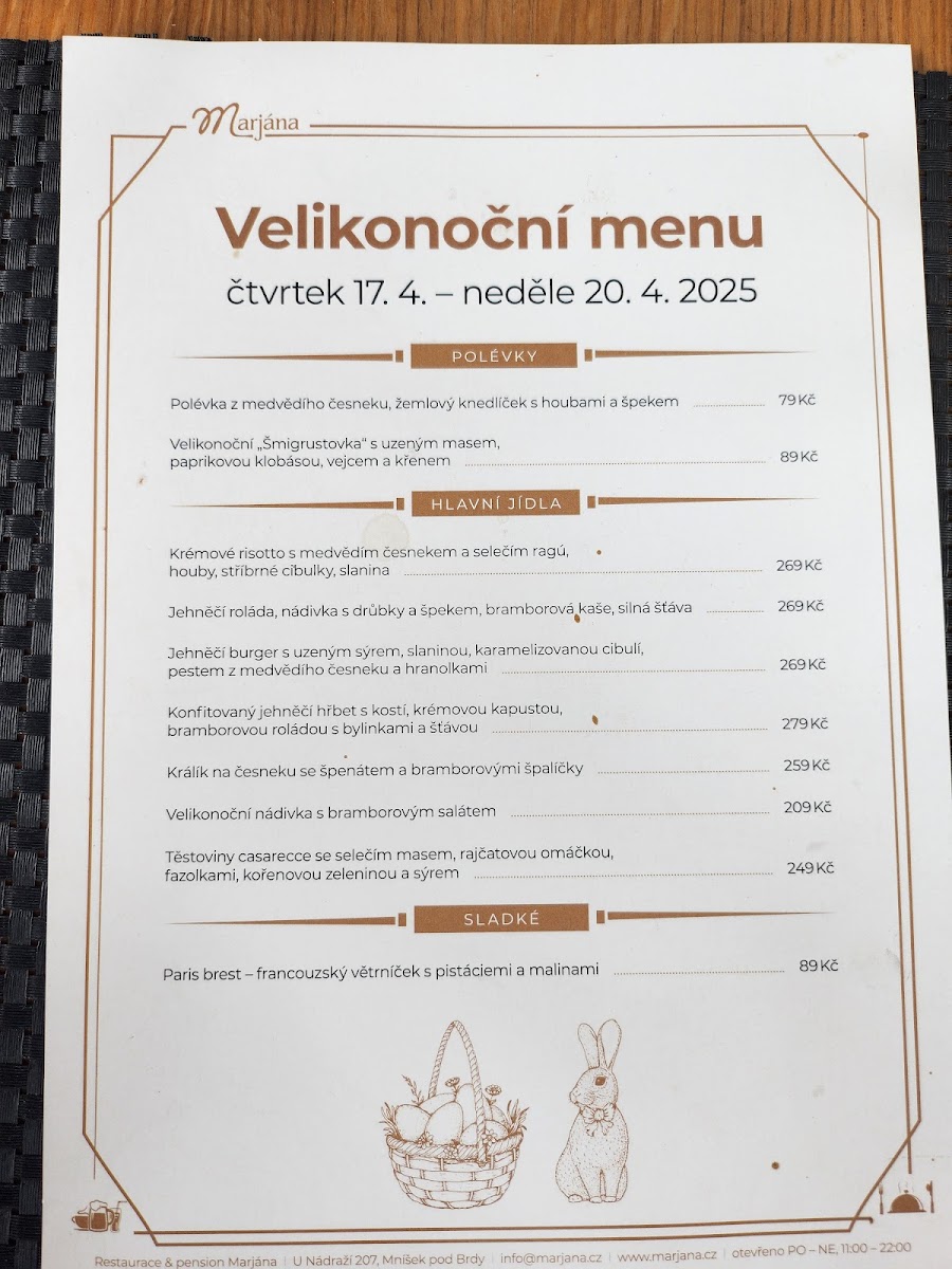 Menu Marjána - Restaurace A Pension-3