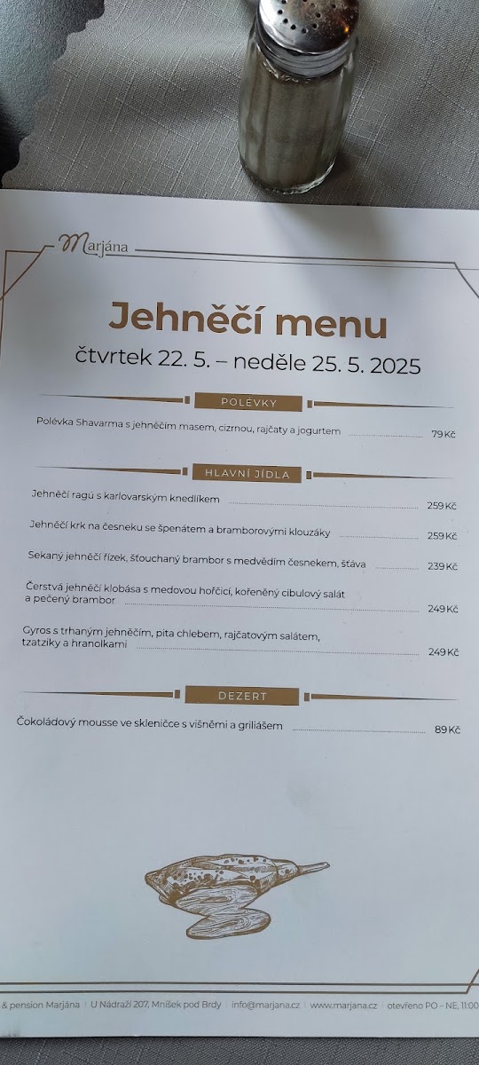 Menu Marjána - Restaurace A Pension-5