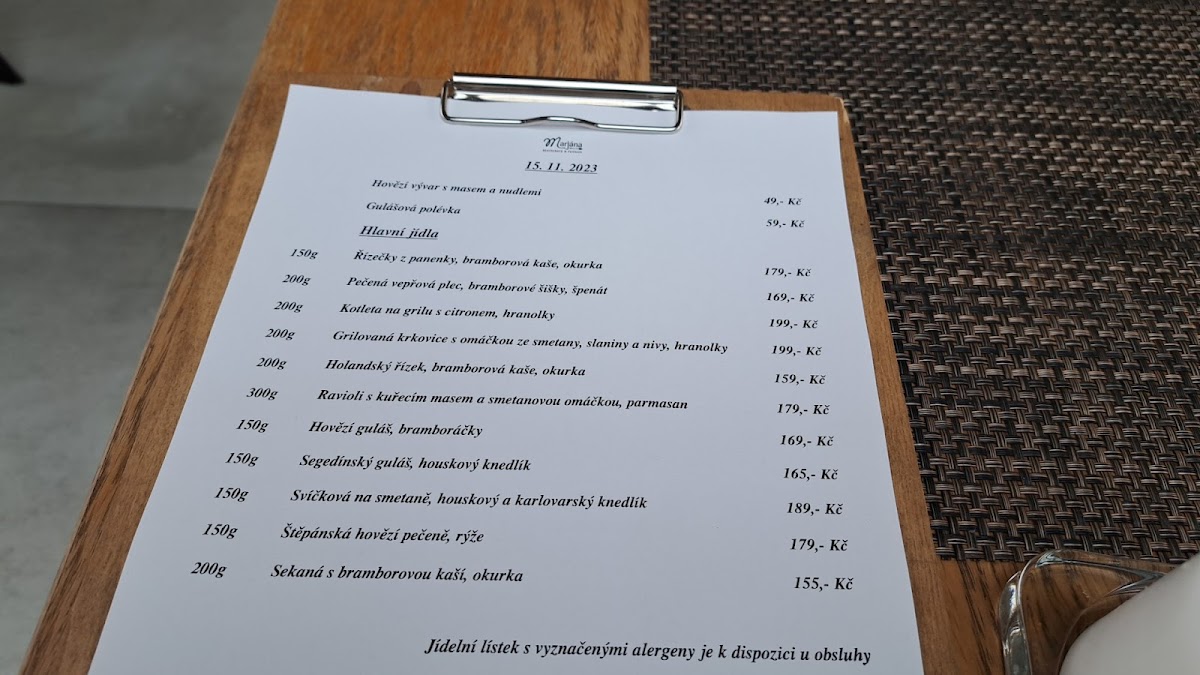 Menu Marjána - Restaurace A Pension-7