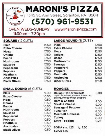 Menu Maroni's Pizza-1