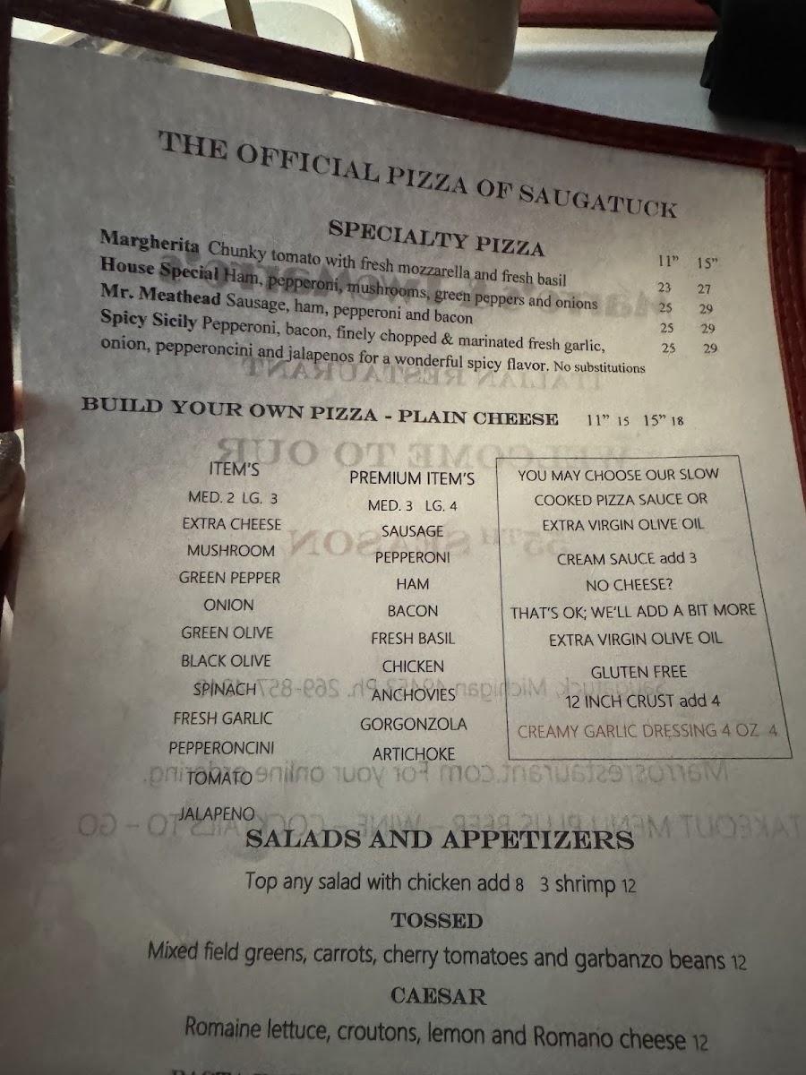 Menu Marro's Italian Restaurant-1