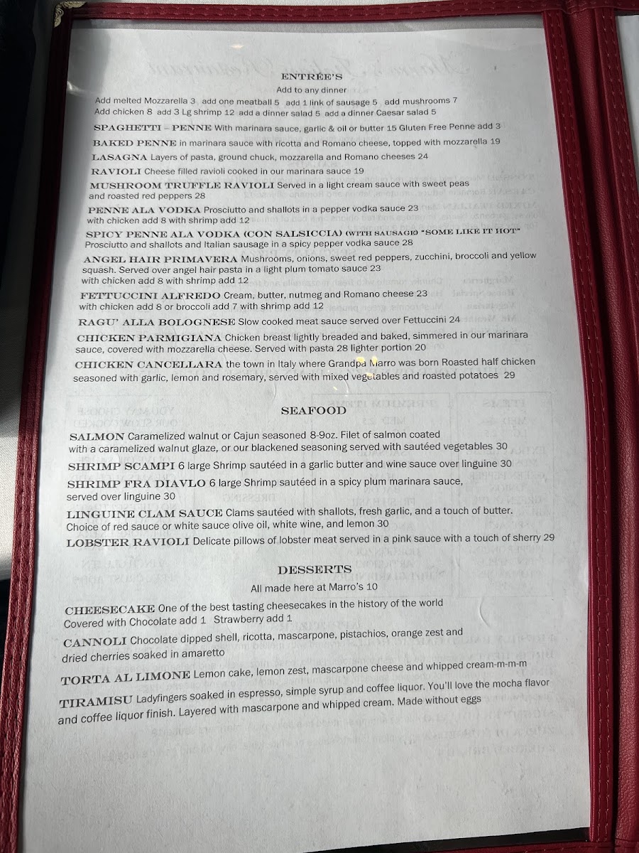 Menu Marro's Italian Restaurant-4