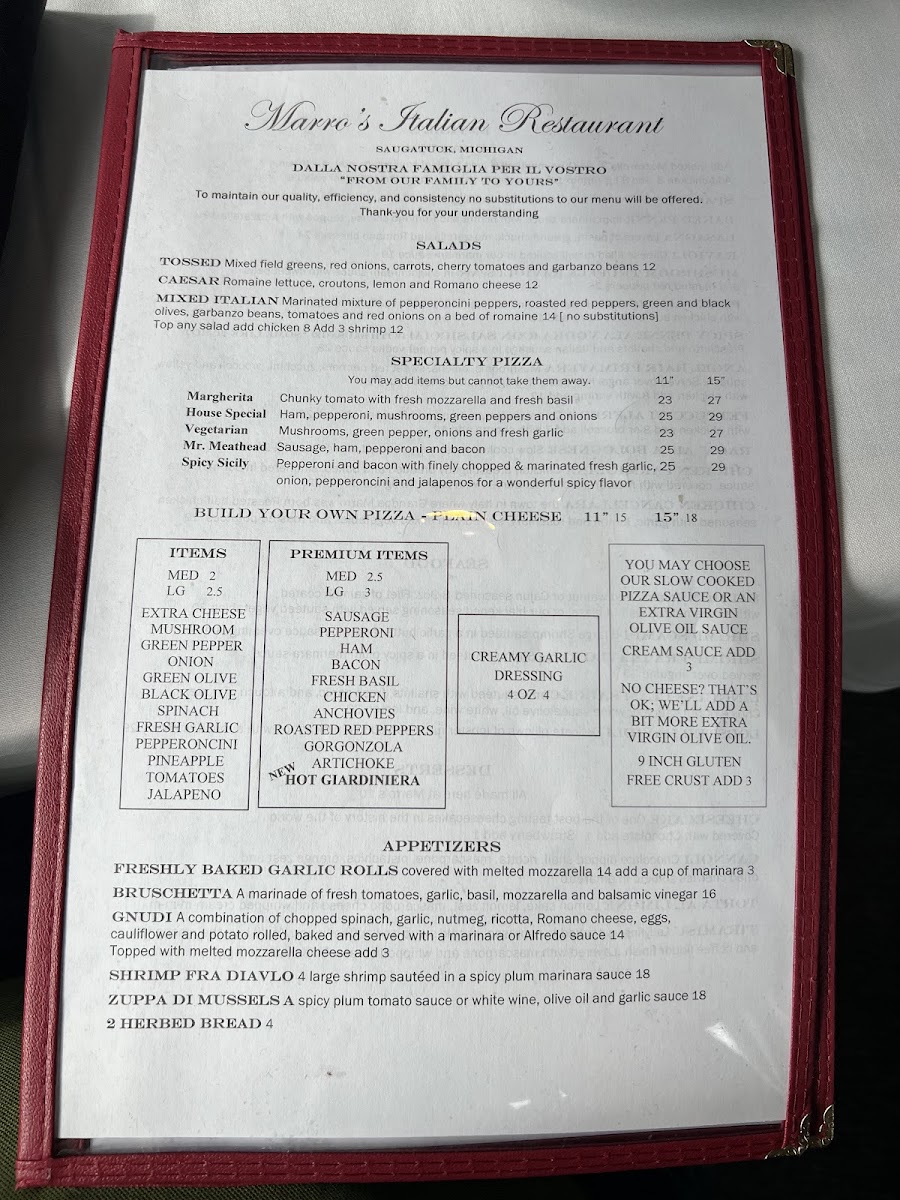 Menu Marro's Italian Restaurant-5
