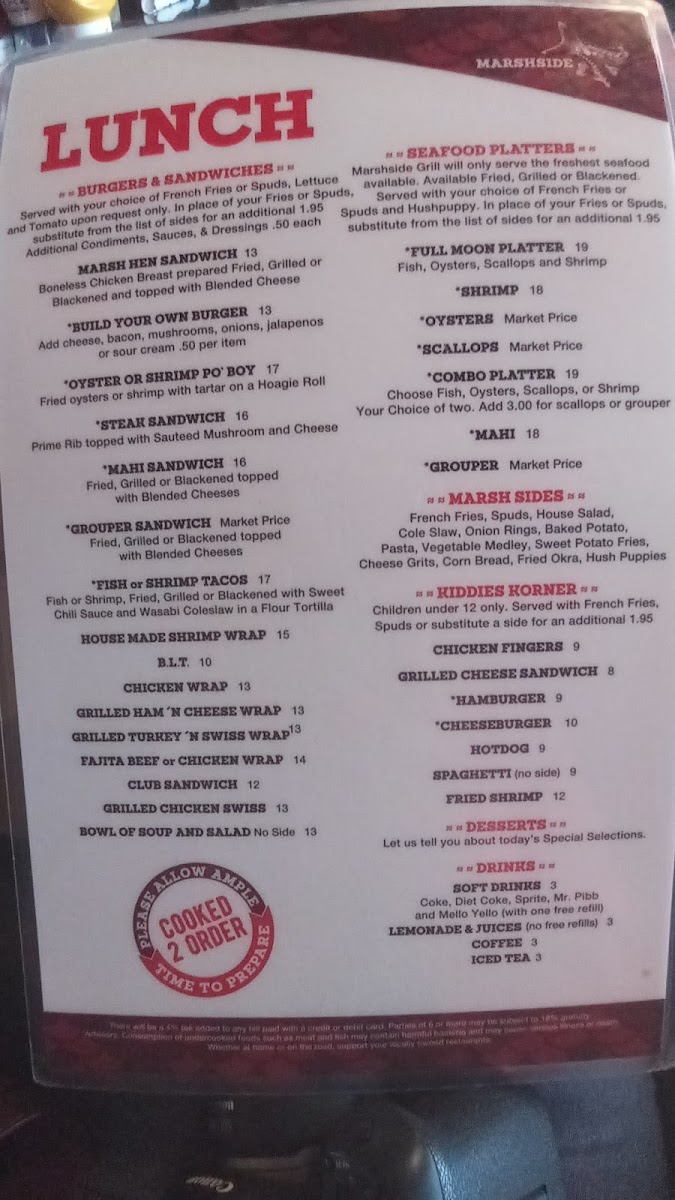 Menu Marshside Grill-4