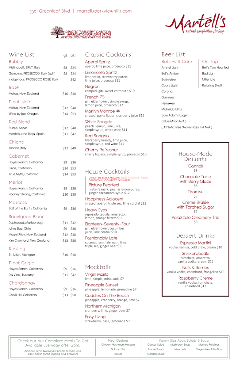 Menu Martell's-1