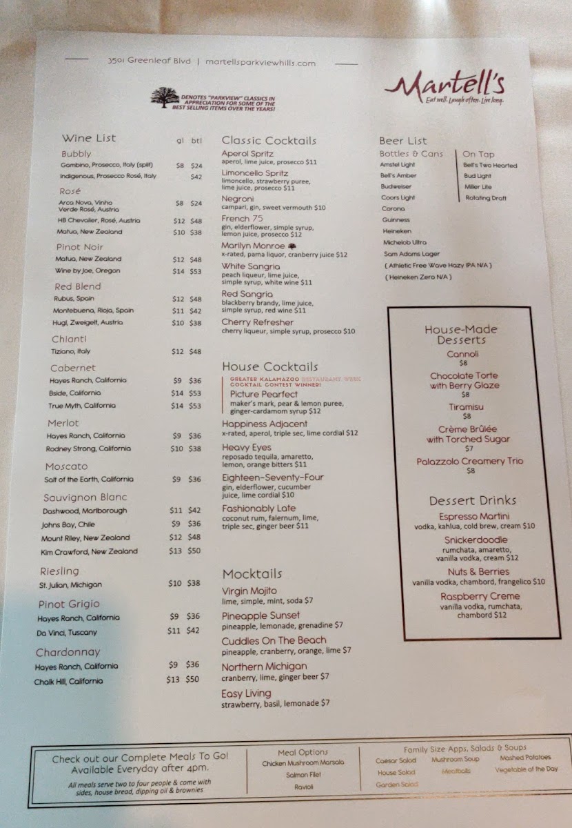 Menu Martell's-4