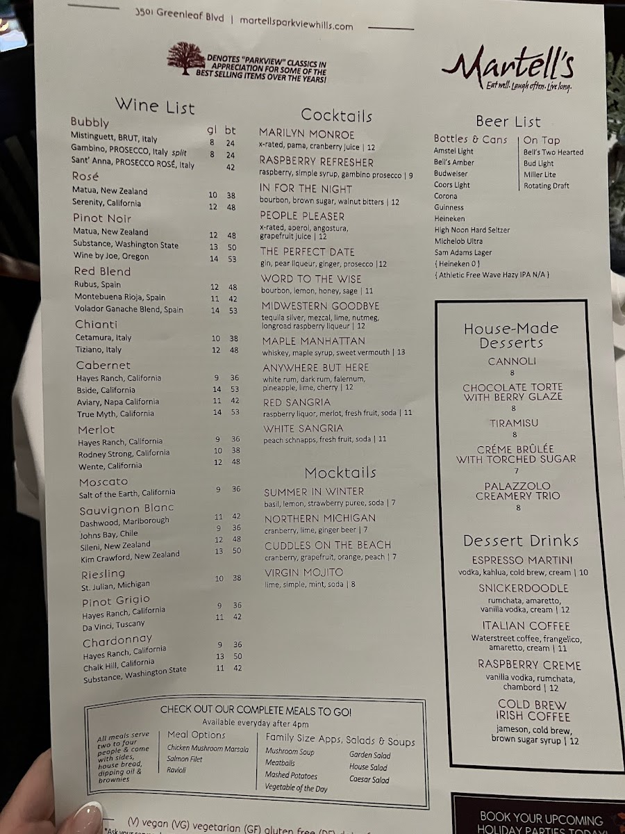 Menu Martell's-5