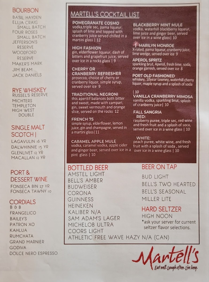 Menu Martell's-7