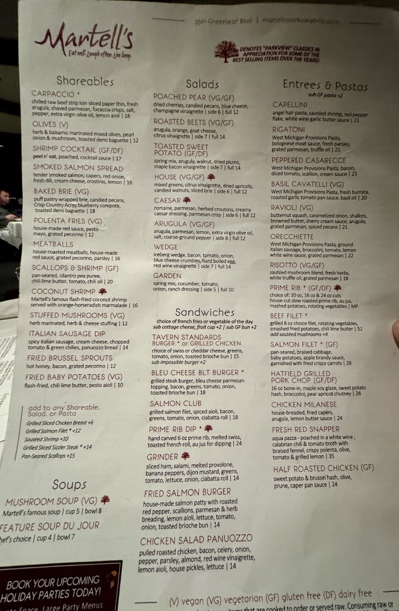Menu Martell's-8
