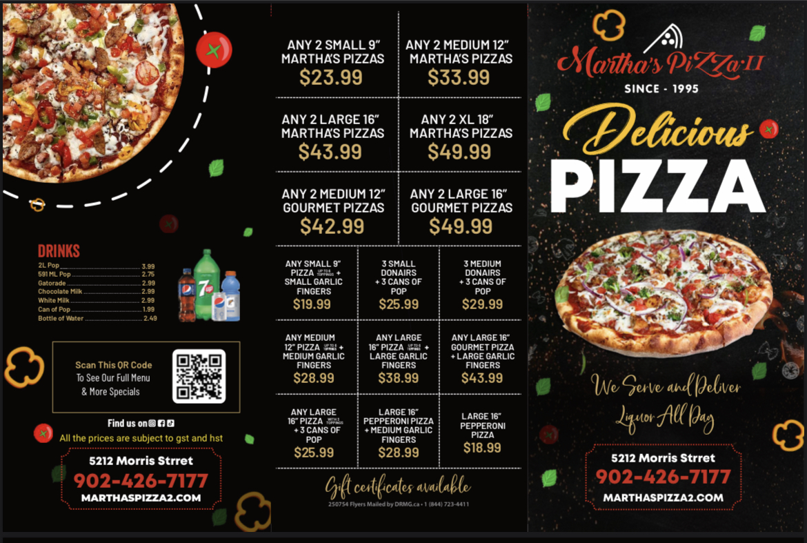 Menu Marthas Pizza || Halifax-1