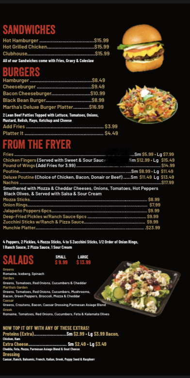 Menu Marthas Pizza || Halifax-3