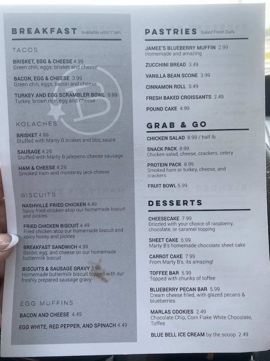 Menu Marty B's Coffee-1