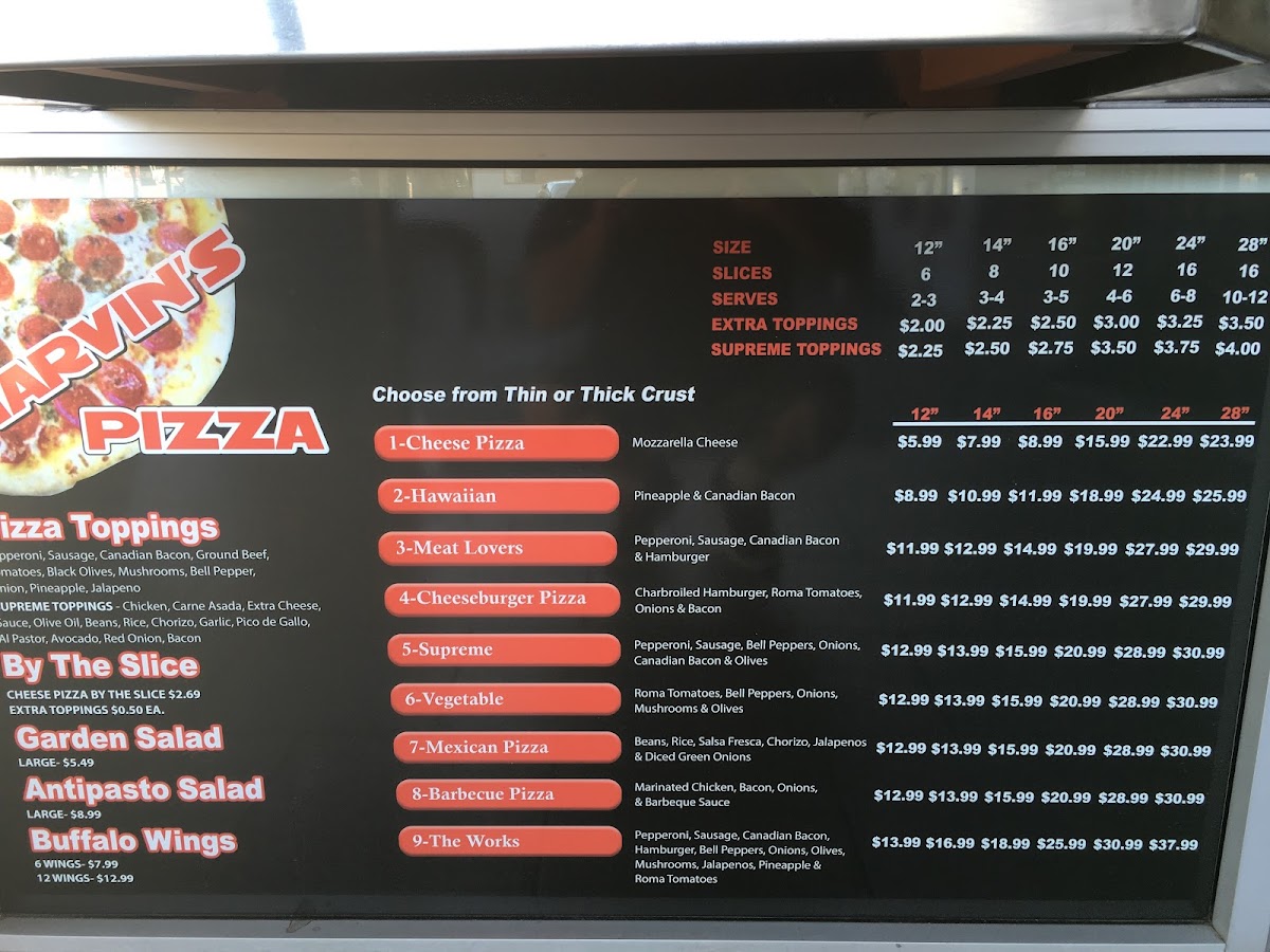 Menu Marvin's Pizza Place And Mexican Food-9