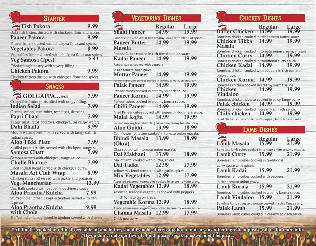 Menu Masala Art Indian Restaurant Abbotsford Bc-2