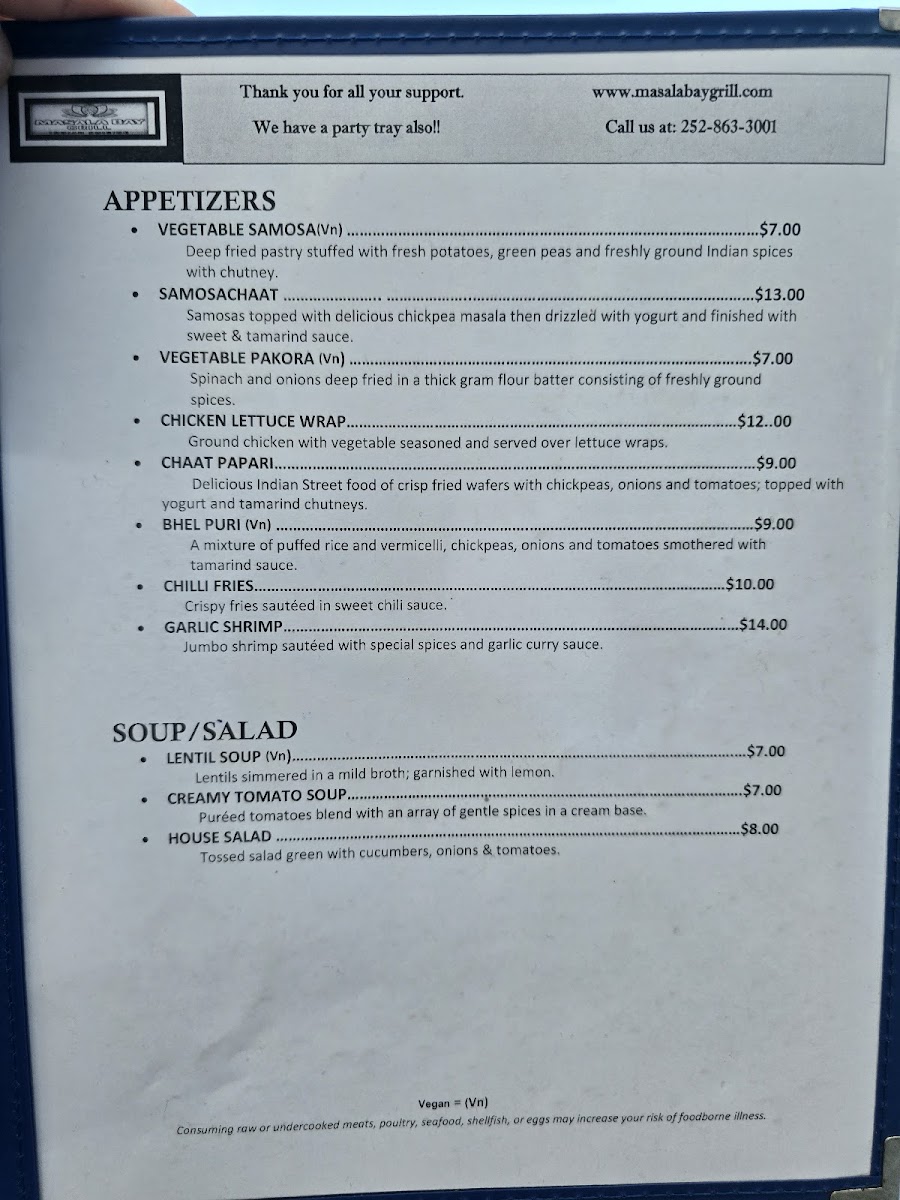 Masala Bay Grill, Indian Cuisine, Outer Banks Menu-1