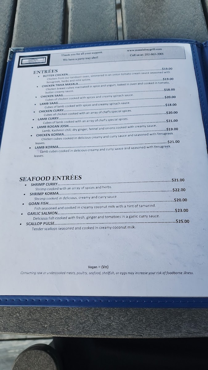 Masala Bay Grill, Indian Cuisine, Outer Banks Menu-10