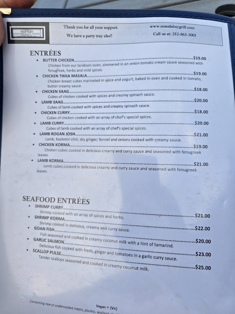 Masala Bay Grill, Indian Cuisine, Outer Banks Menu-3
