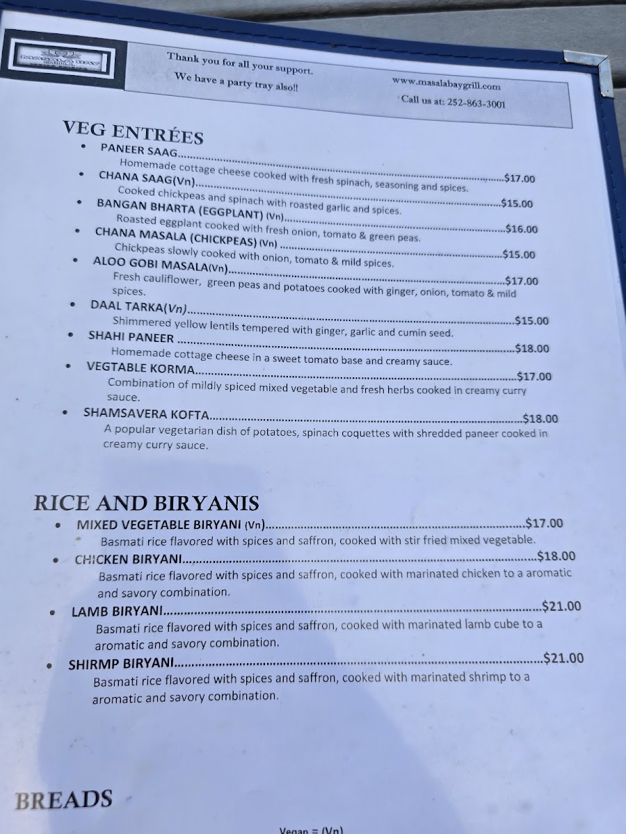 Masala Bay Grill, Indian Cuisine, Outer Banks Menu-4