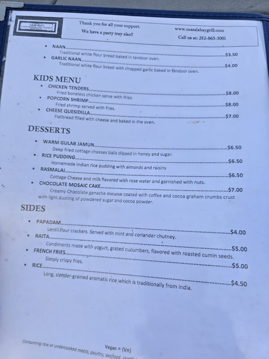 Masala Bay Grill, Indian Cuisine, Outer Banks Menu-7