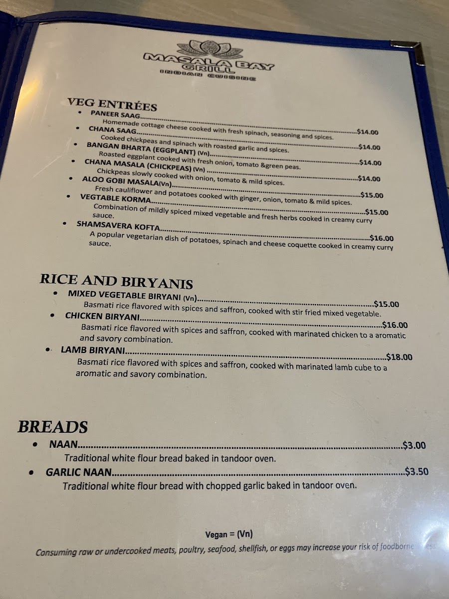 Masala Bay Grill, Indian Cuisine, Outer Banks Menu-9