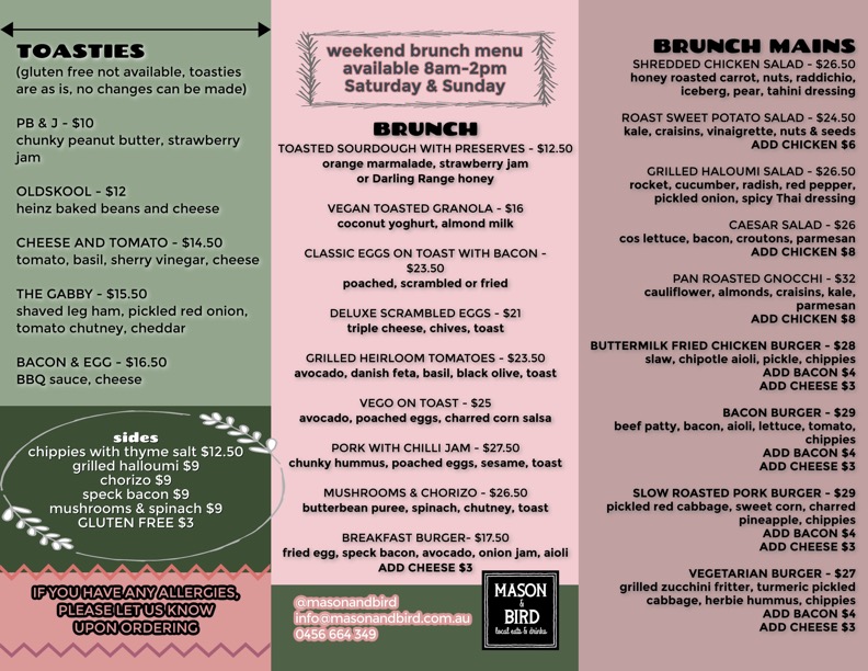 Menu Mason & Bird-1