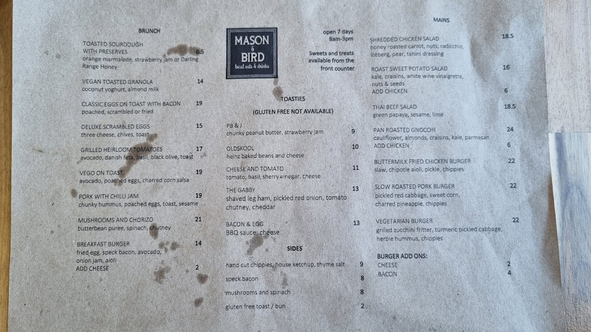 Menu Mason & Bird-7