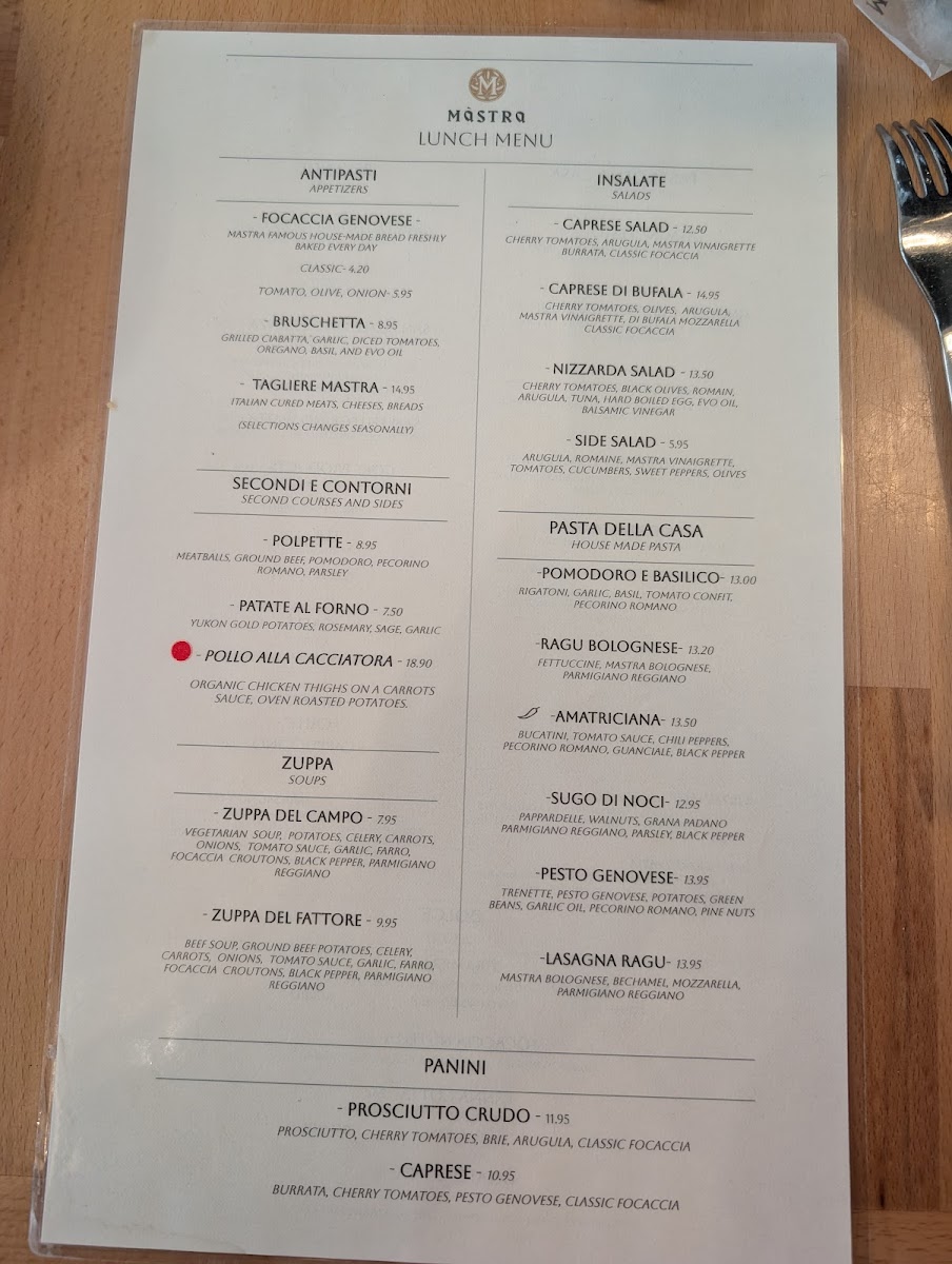 Menu Màstra Italian Bakery Bistro-1