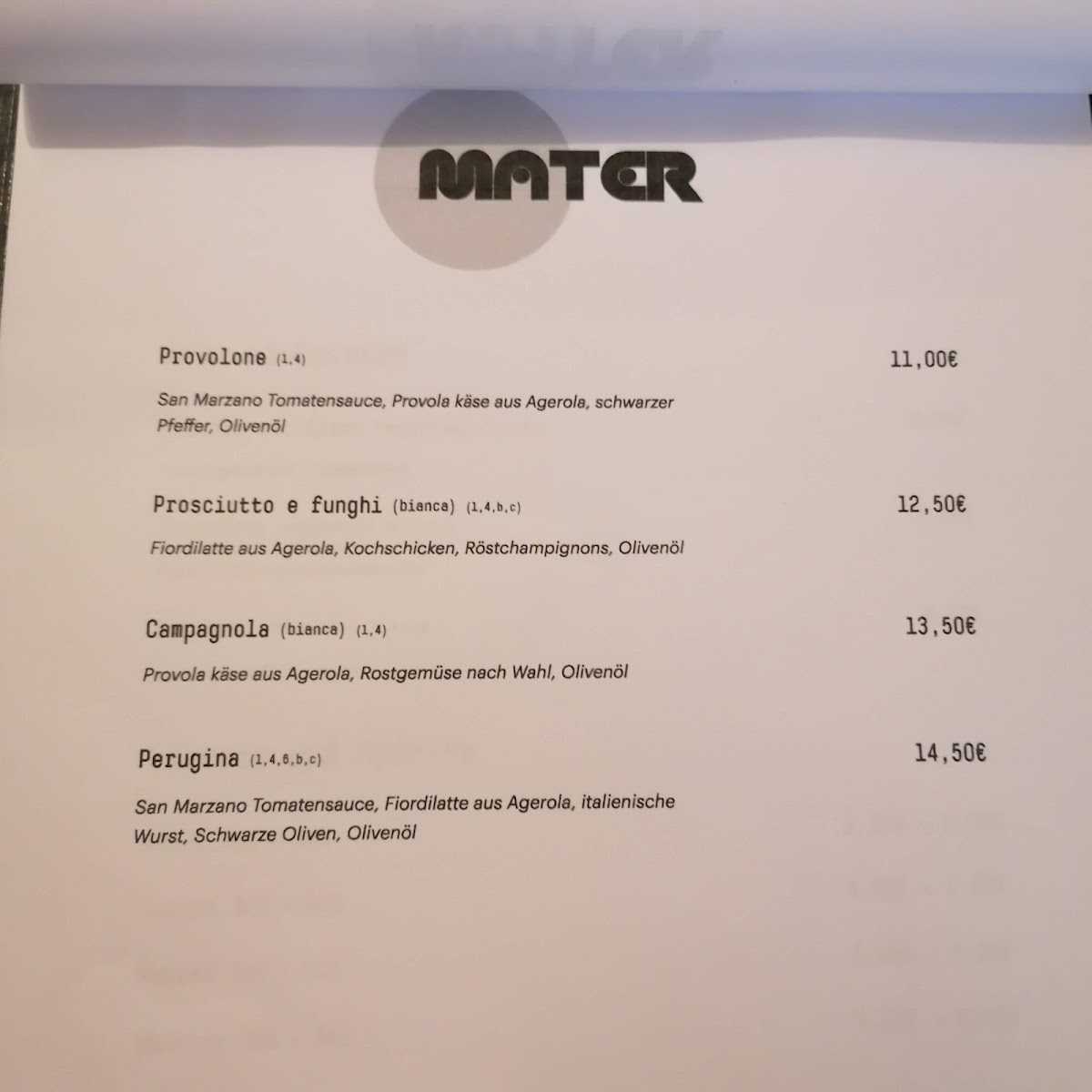 Menu Mater | Pizzeria Verace In Berlin-5