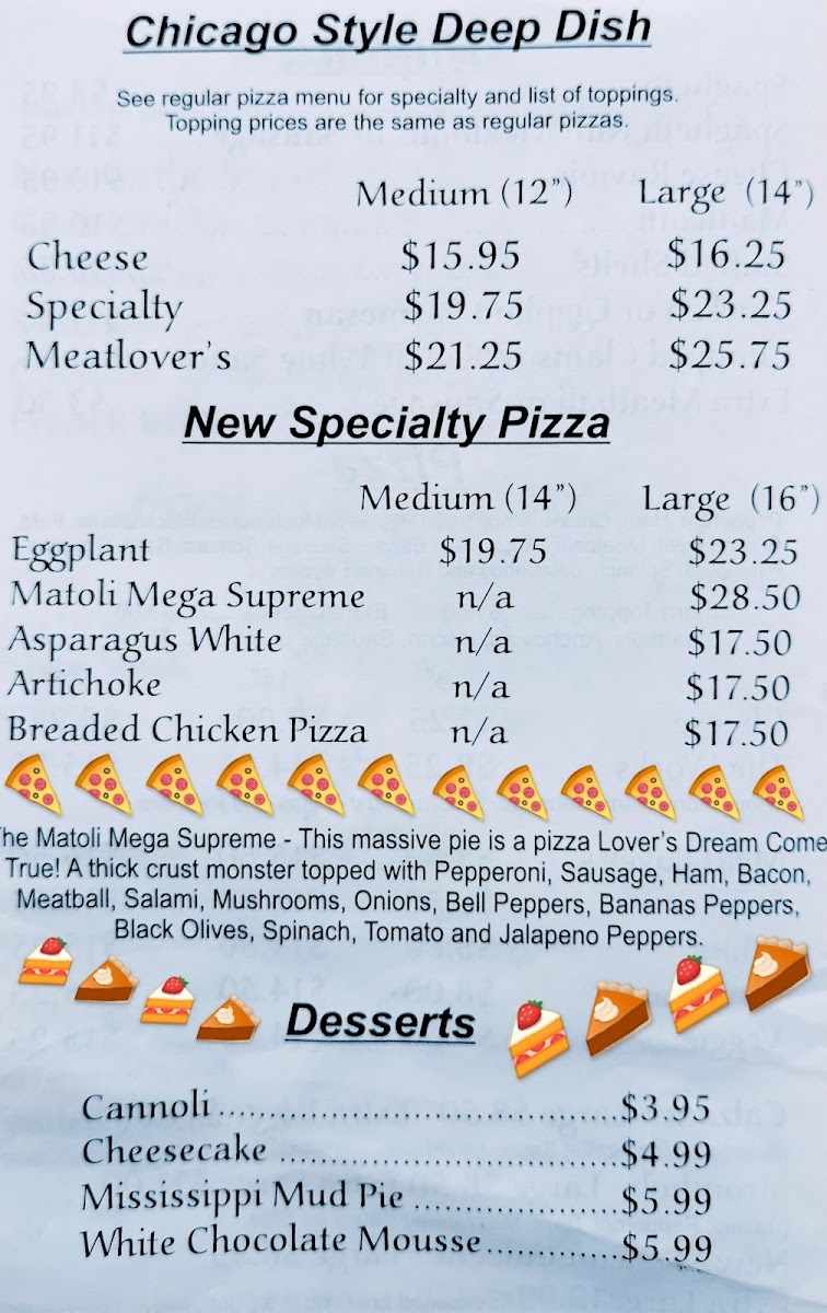 Menu Matoli's Pizza & Subs-3